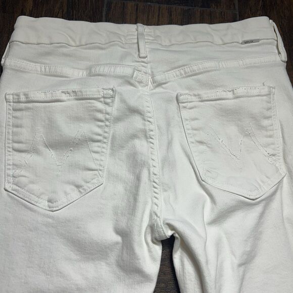 Mother Skinny Jeans Womens 28 The Looker Ankle Step Fray Cream Puffs Raw Hem - Picture 11 of 15